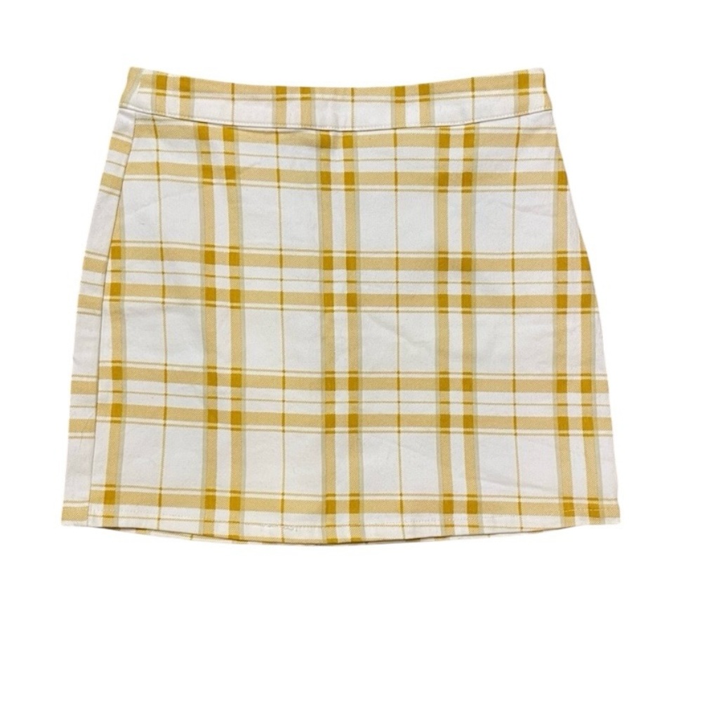Forever 21 Yellow Plaid Mini Skirt Preppy Cottagecore Y2K S